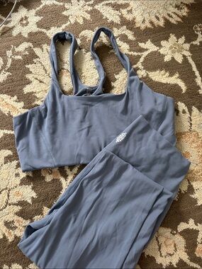 Free People Seamless Sports Bra & Leggings Set in Slate Blue